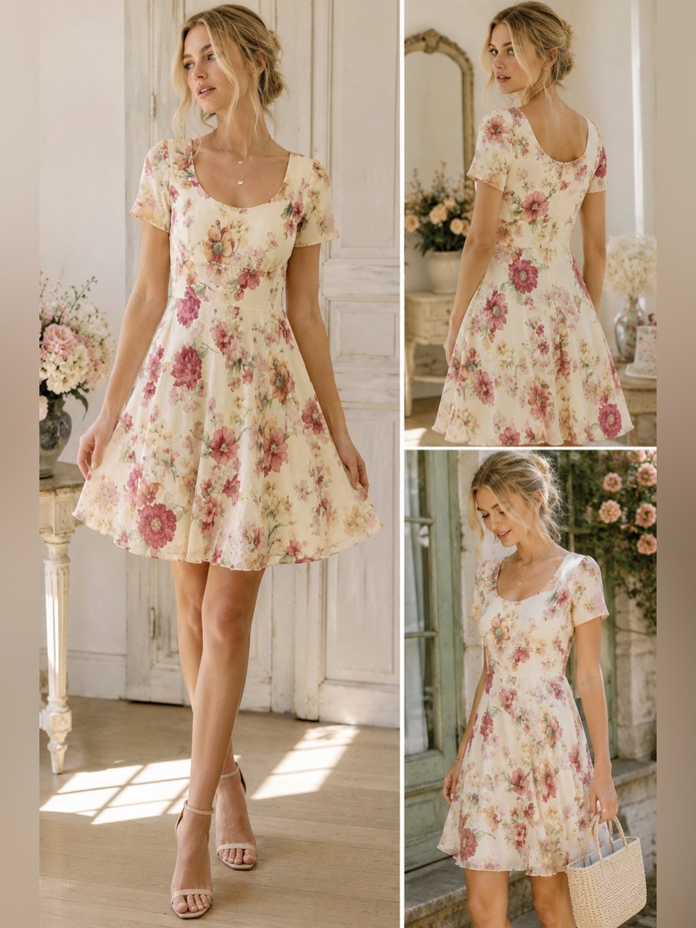 Donna Ricco New York size 10 Floral Rayon Fit & Flare Dress Cottagecore
